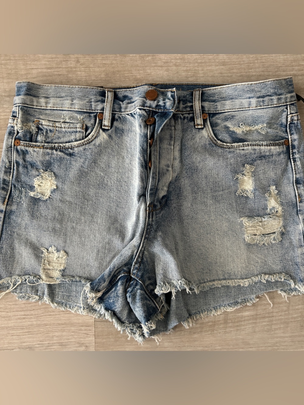 BLANK NYC Light Blue Distressed Denim Jean Shorts